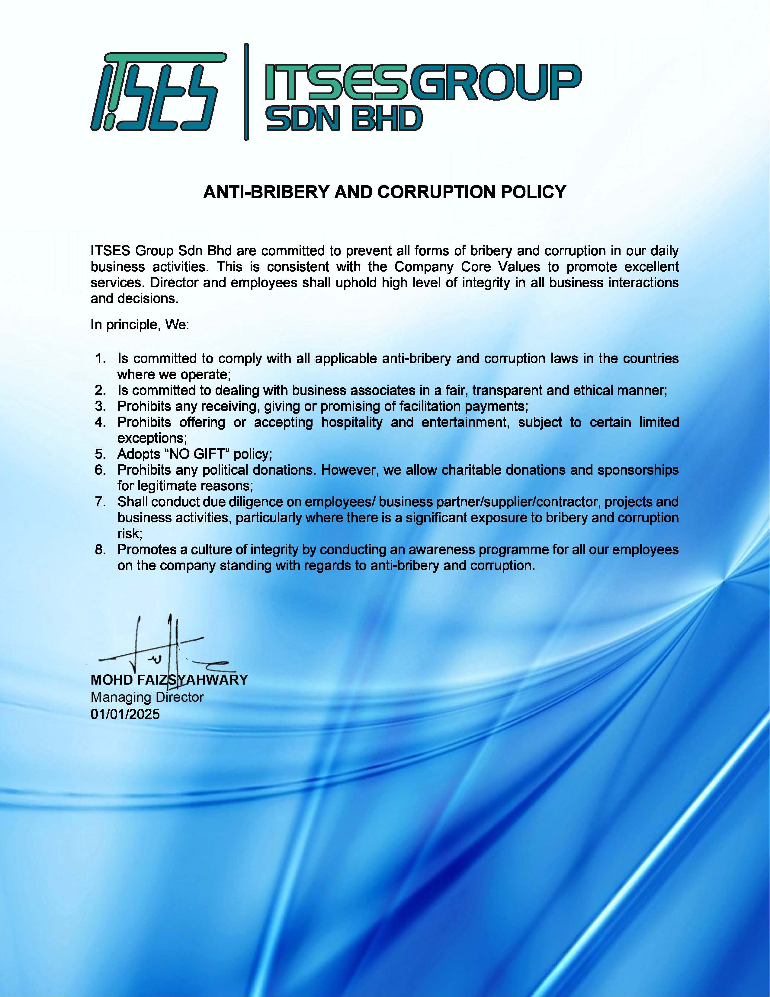 Anti-Bribery & Corruption Policy
